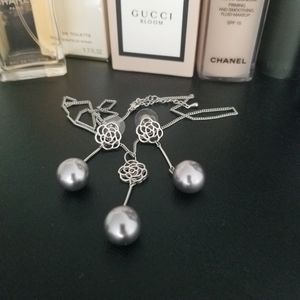 Rose & black pearl jewelry set